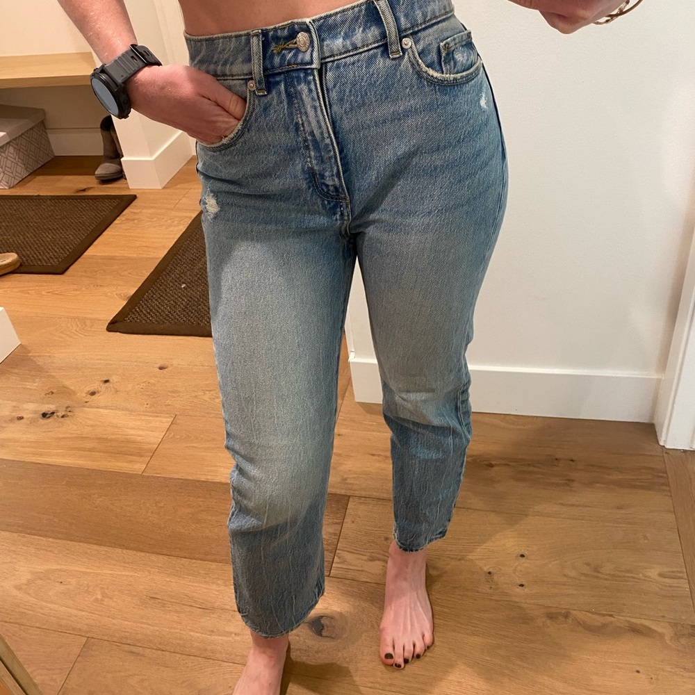 LOFT Blue Cropped Ankle Jeans Relaxed Fit